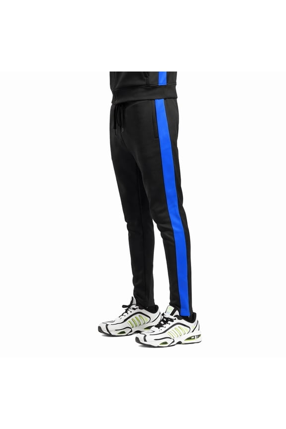 Men Stacked Track Pants (Black Royal)