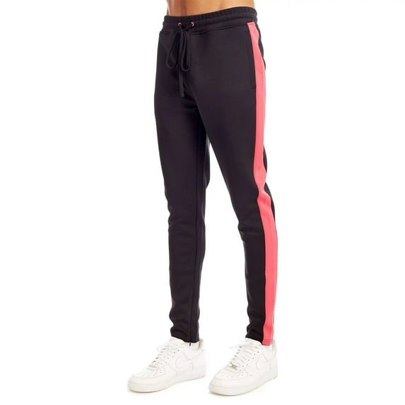 Rebel Minds Men Track Pants (Black Hot Pink)