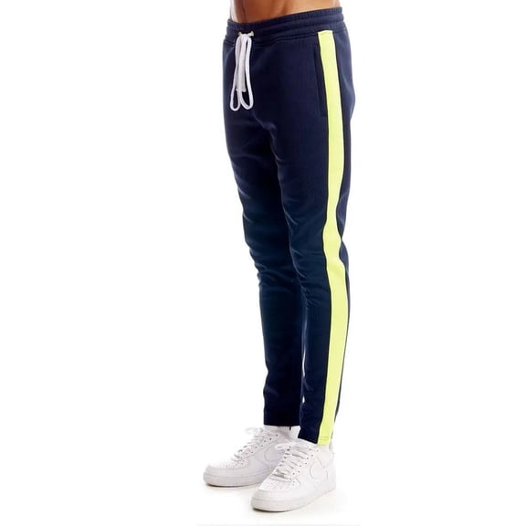 Rebel Minds Men Stacked Track Pants (Navy Yellow)