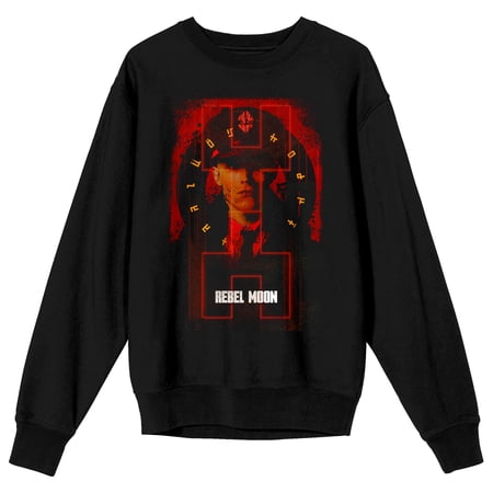 Rebel Moon Admiral Atticus Noble Adult Black Crew Neck Long Sleeve Sweatshirt-Medium