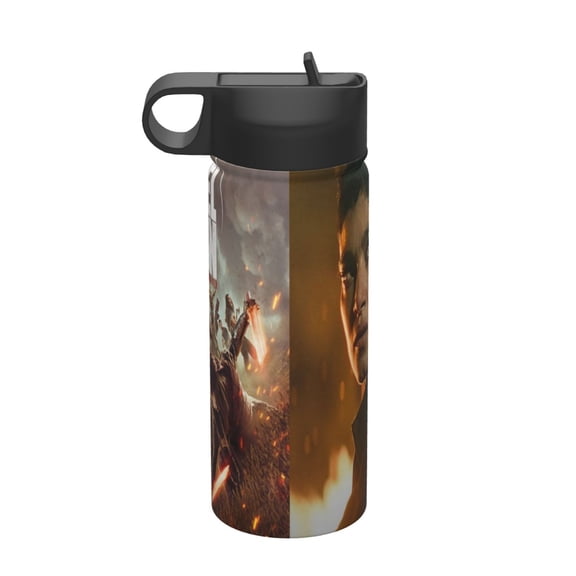 Rebel Moon Part Two The Scargiver Kids Insulated Water Bottle With Straw - 18 Oz Stainless Steel Double Wall Vacuum Cup, Leakproof, Bpa Free, Suitable For Boys And Girls