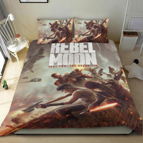 Rebel Moon Part Two The Scargiver Themed Bed Sheet Set Three Piece Set 53x79 In ches Comfortable And Skin Friendly Unique Design Creating A Star Studded Night Home Decor Gifts For Family Friends fans
