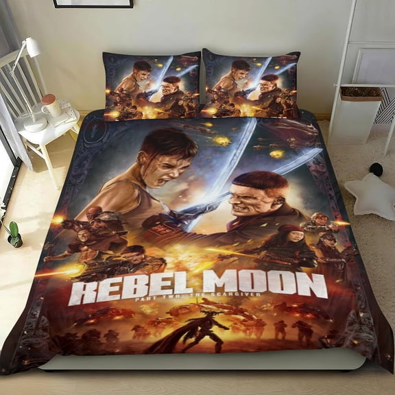 Rebel Moon Part Two The Scargiver Themed Bed Sheet Set Three Piece Set 53x79 In ches Comfortable And Skin Friendly Unique Design Creating A Star Studded Night Home Decor Gifts For Family Friends fans