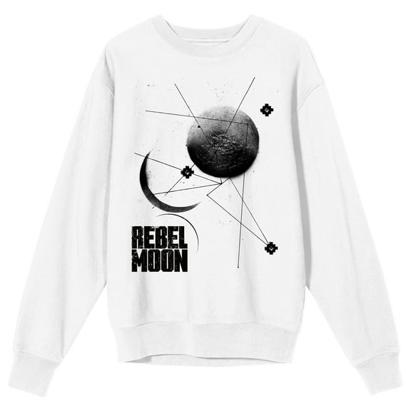 Rebel Moon Planet & Moon Crew Neck Long Sleeve Adult White Sweatshirt-Medium