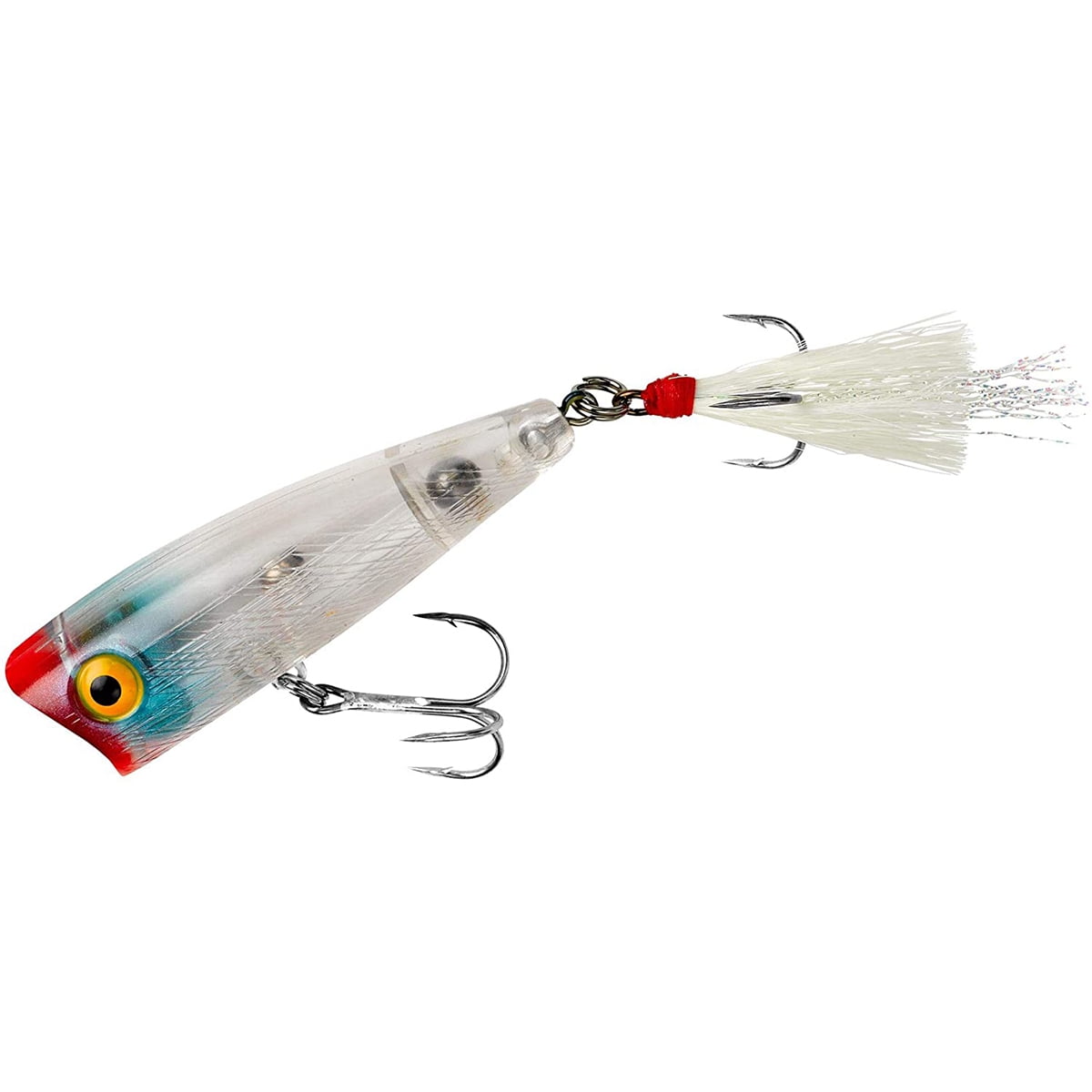 Rebel P6054 Pop-R Topwater Bait 2 1/2 1/4 oz Clear And Red Mouth
