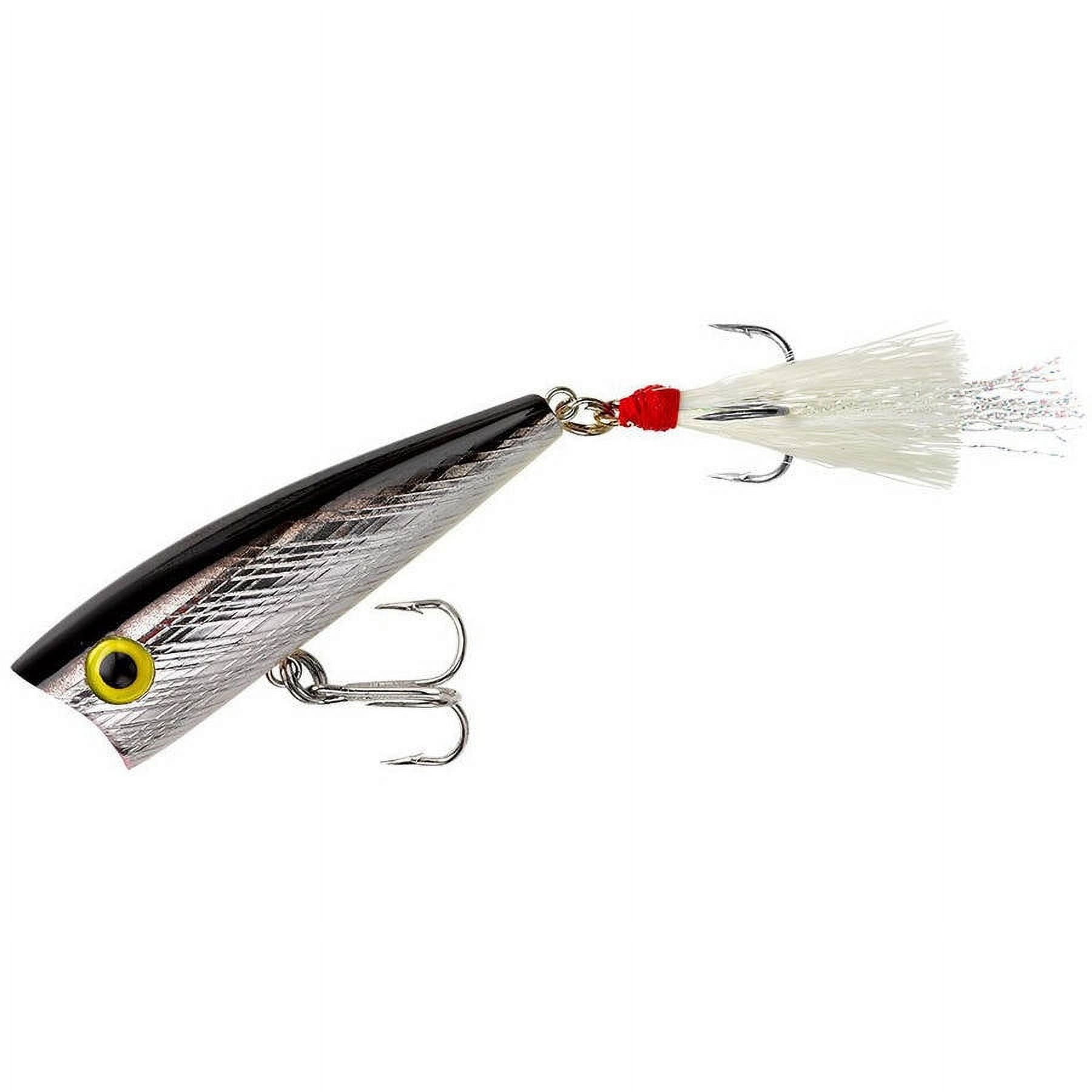 Rebel P60G1 Pop-R Topwater Bait 2 1/2 1/4 oz Silver And Black