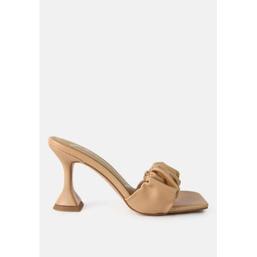 Rebel Ruched Straps Spool Heel Sandals