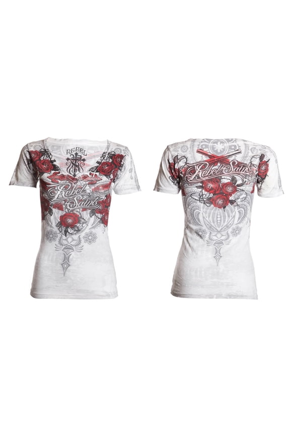 Rebel Saint By Affliction Womens Short Sleeve T-Shirt SOPHIA V-neck