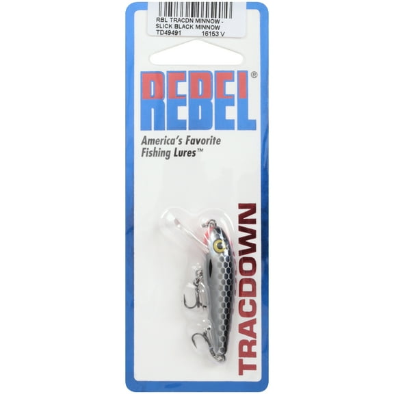 Rebel Track Down Minnow Slick Slow Sinking Slick Black Minnow 1 5/8" 3/32 oz.