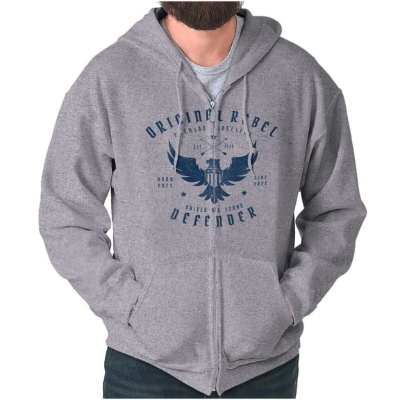 Rebel United Defender Patriotic Flag Unisex Fleece Graphic Zip Up Hoodie Brisco Brands 5X
