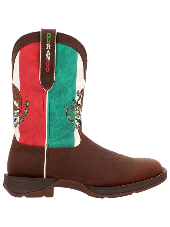 Rebel by Durango® Steel Toe Mexico Flag Western Boot, Sandy Brown And Mexico Flag, Size 9.5(M)