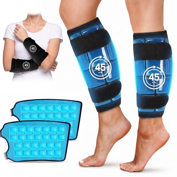 Rebelduck Knee Ice Pack Wrap, 45-Min Cold Therapy, Reusable Gel for Thighs, Elbows, Calves & Legs, 12"x9.5" Ice Grid Design