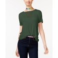 thumbnail image 1 of Rebellious One Juniors Illusion Cutout T-Shirt Olive S, 1 of 1