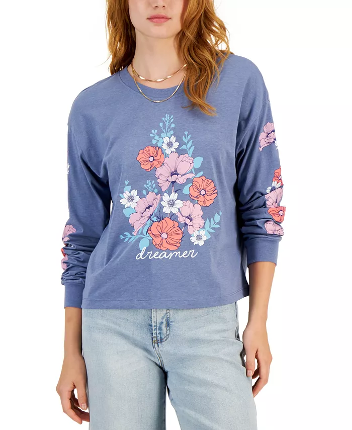 REBELLIOUS ONE Juniors' Long-Sleeve Dreamer T-Shirt XS