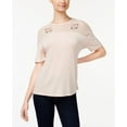 thumbnail image 1 of Rebellious One Juniors Mesh Yoke T-Shirt Blush S, 1 of 1