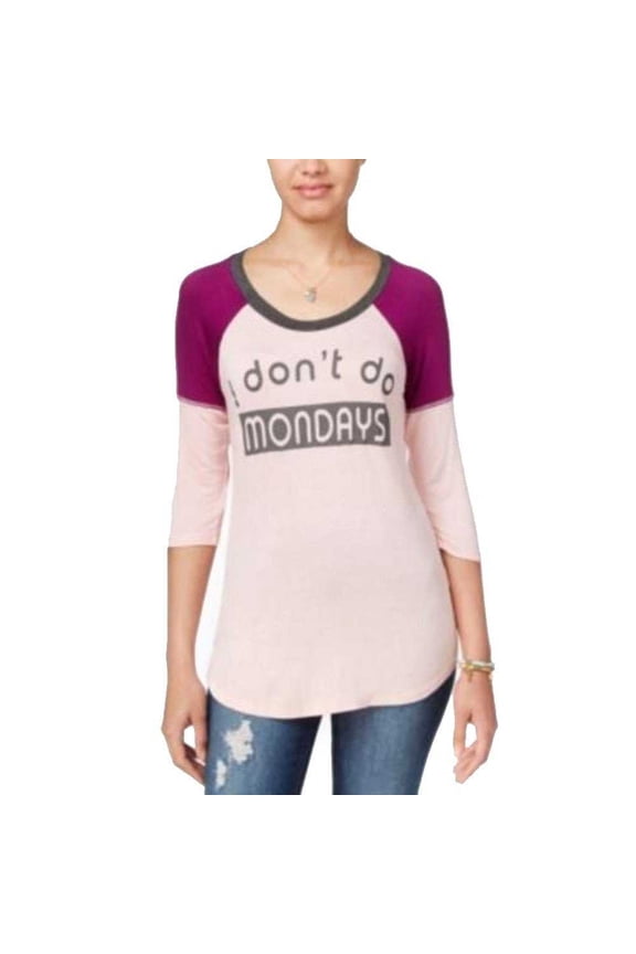 Juniors Sassy Colorblocked Graphic Tee (Blush Deep, Large)