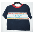 thumbnail image 1 of Rebellious One Juniors Sassy Cotton Graphic T-Shirt Navy L, 1 of 2