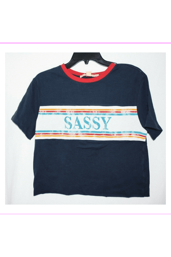 Juniors Sassy Cotton Graphic T-Shirt Navy L