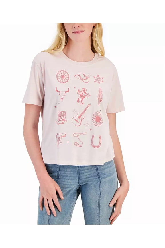 Juniors' Western Grid Short-Sleeve T-Shirt Small