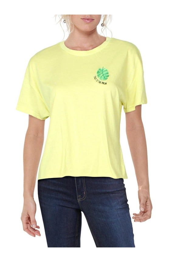 Womens Juniors Cotton Embroidered T-Shirt
