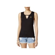 Rebellious One Womens Juniors Distressed Keyhole Neckline T-Shirt