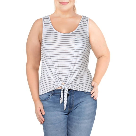 Rebellious One Womens Juniors Tie-Front Hi-Low Tank Top White XL