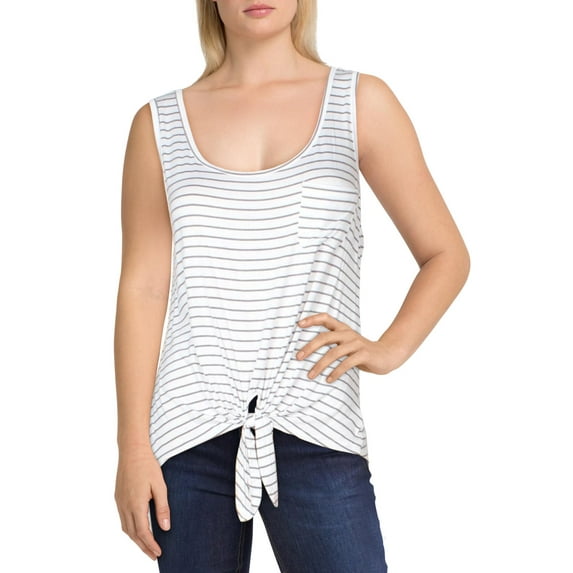 Rebellious One Womens Juniors Tie-Front Hi-Low Tank Top