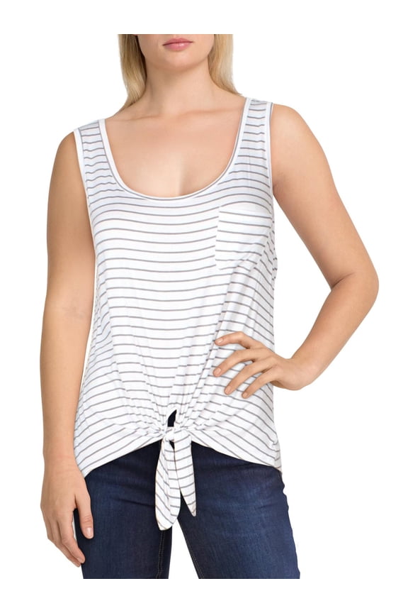 Womens Juniors Tie-Front Hi-Low Tank Top