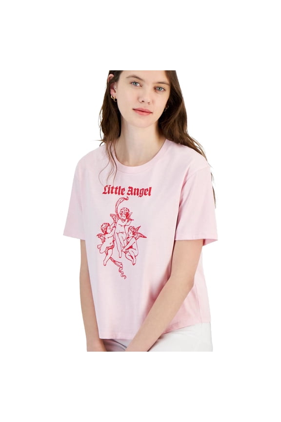 Womens Little Angels Graphic T-Shirt, Pink, Juniors, X-Small