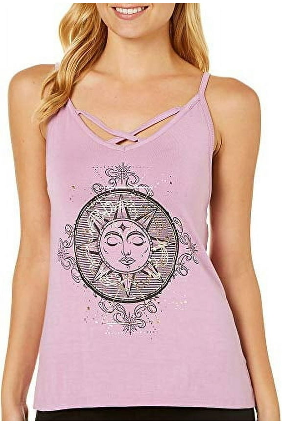 Womens Metallic Sun Tank Top, Pink, Medium