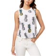 thumbnail image 1 of Rebellious One Womens Pineapples Muscle Tank Top, White, X-Large, 1 of 1