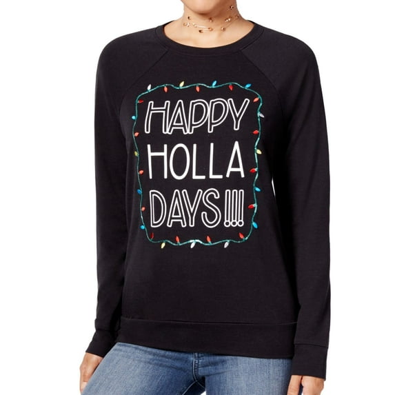 Rebellious One Womens Raglan Sweatshirt, Black, Juniors, X-Small