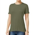 thumbnail image 1 of Rebellious One Womens Solid Boyfriend Basic T-Shirt, Green, Juniors, X-Small, 1 of 1