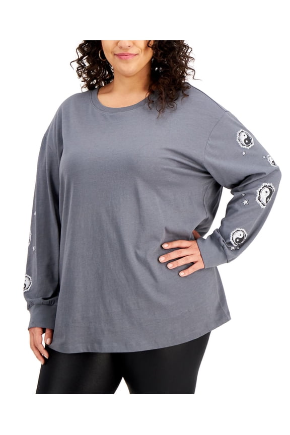 Womens Trendy Plus Size Yin Yang Graphic Top, Turbulance, 3X