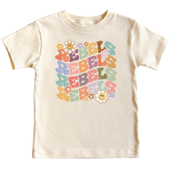 Rebels Groovy School Spirit Shirt for Game Day Apparel for Adults and KidsNatural Shirt 18 Months