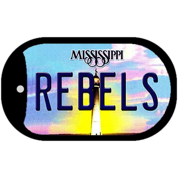 Rebels Mississippi Novelty Metal Dog Tag Necklace DT-6564 2" x 1" Dog Tag (DT)
