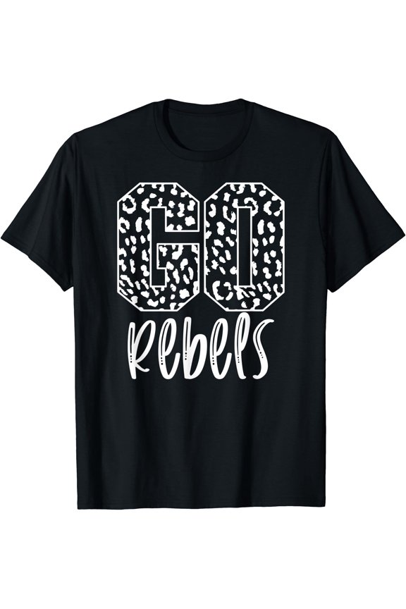 Rebels Team Mascot School Spirit Game Night Leopard Print T-Shirt, Unisex T-Shirt