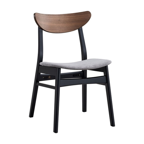 Rebi Gray Linen, Walnut & Black Finish Side Chair (Set of 2)