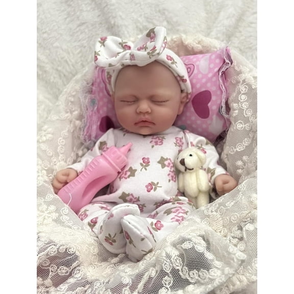 Reborn Baby Doll 7" Silicone Full Body Weighted Realistic Sleeping Newborn Girl for Collection Therapy Christmas Gift Ornament