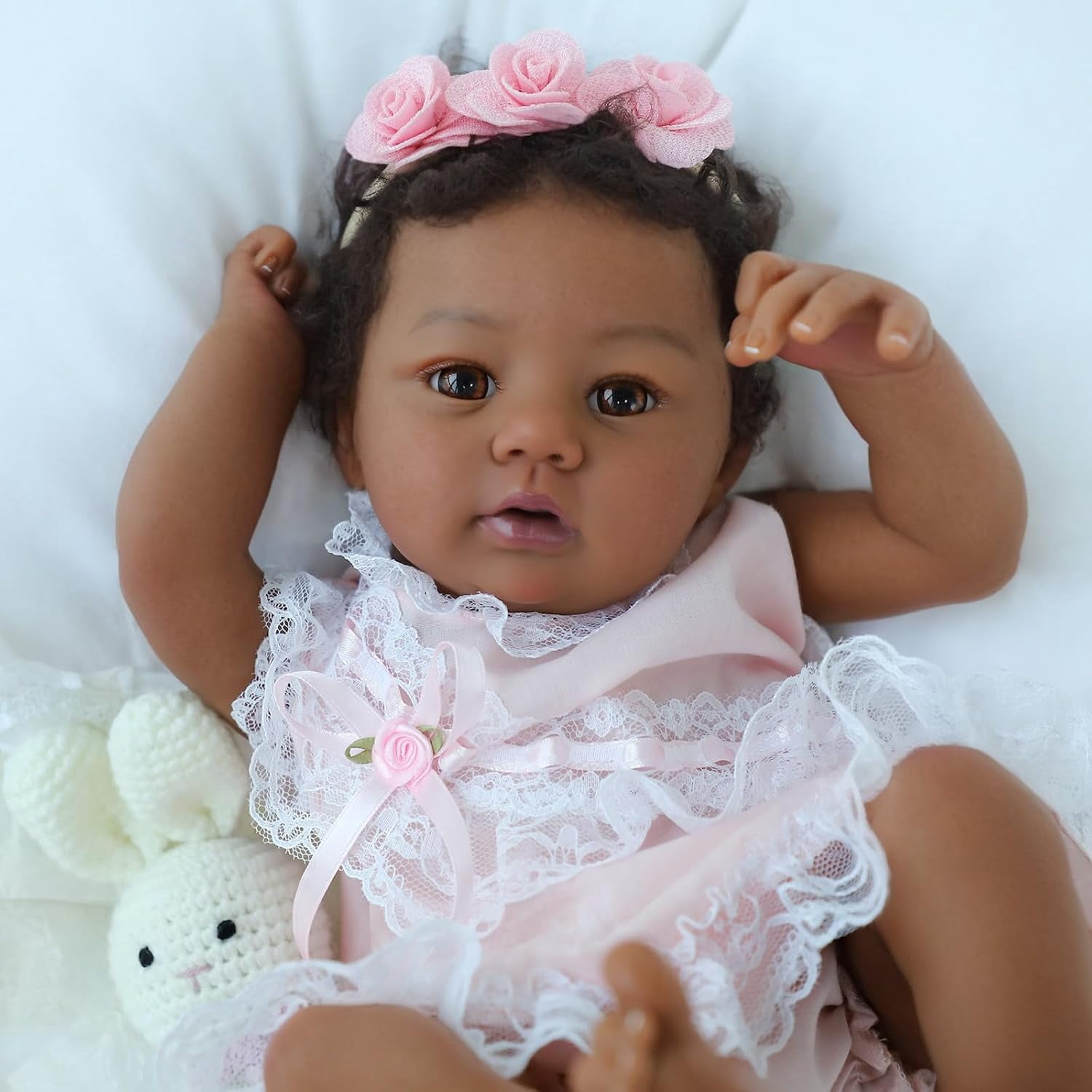 Reborn Baby Doll Black Girl – 18-Inch Realistic Lifelike African American Newborn Handmade Doll with Real Life Soft Weighted Body and Accessories – Gift Set for Kids Ages 3 and Up