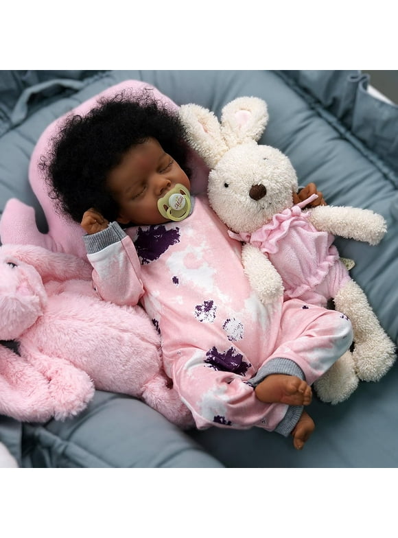 Reborn Baby Dolls 17 inch Realistic African American Dolls Full Vinyl Gift Box, Kids Child Ages 3+