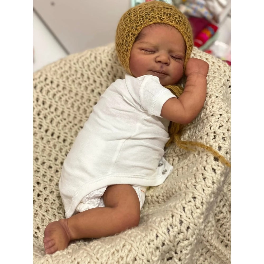 Reborn Baby Dolls 19inch Pascale Full Body Dark Skin Baby Reborn Doll with 3D Skin Multiple Layers Painting with Visible Veins Soft Touch Doll