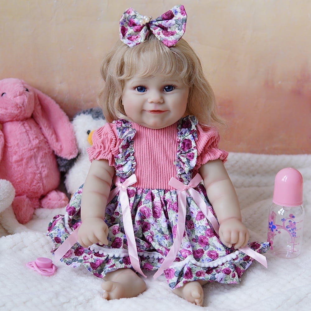 ADFO Realistic Reborn Baby Doll – 20 Inch Girl Doll With Soft Cloth Body & Feeding Accessories