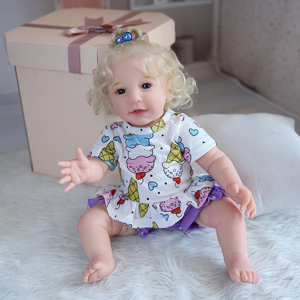 22 Inch Lovely Bebe Reborn Baby Doll Handmade Soft Touch Reborn Dolls For  Christmas Gifts (Cloth Body genderless)(Some Parts Send Random)