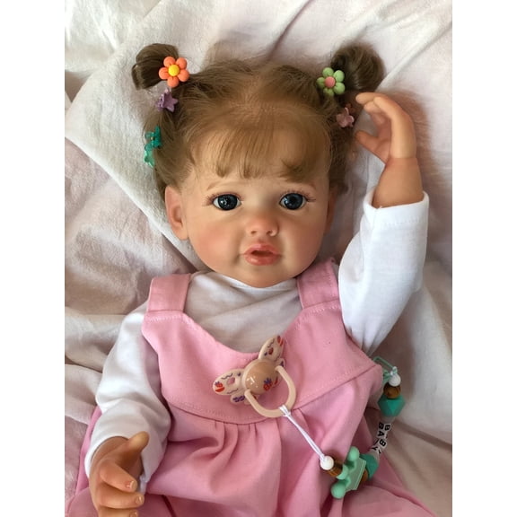 Reborn Baby Dolls 22 inch Lifelike Full Vinyl Body Baby Real Baby Dolls Feeling-Realistic Newborn with Outfit and Feeding Toy for Kids Age 3+