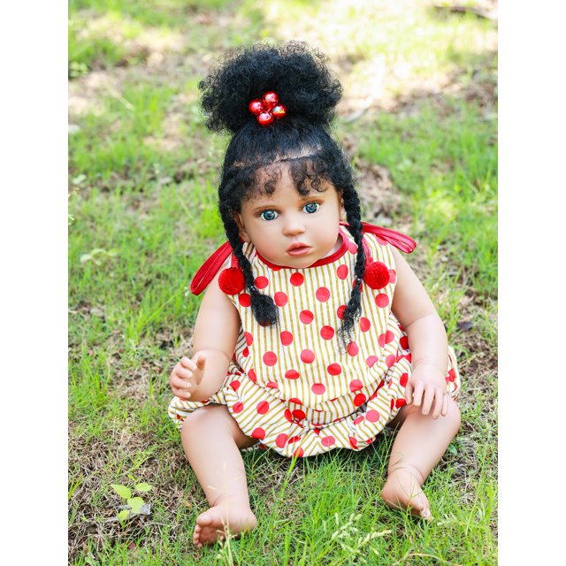Reborn Baby Dolls 24 Inch Black Skin Soft Body with Silicone Limbs