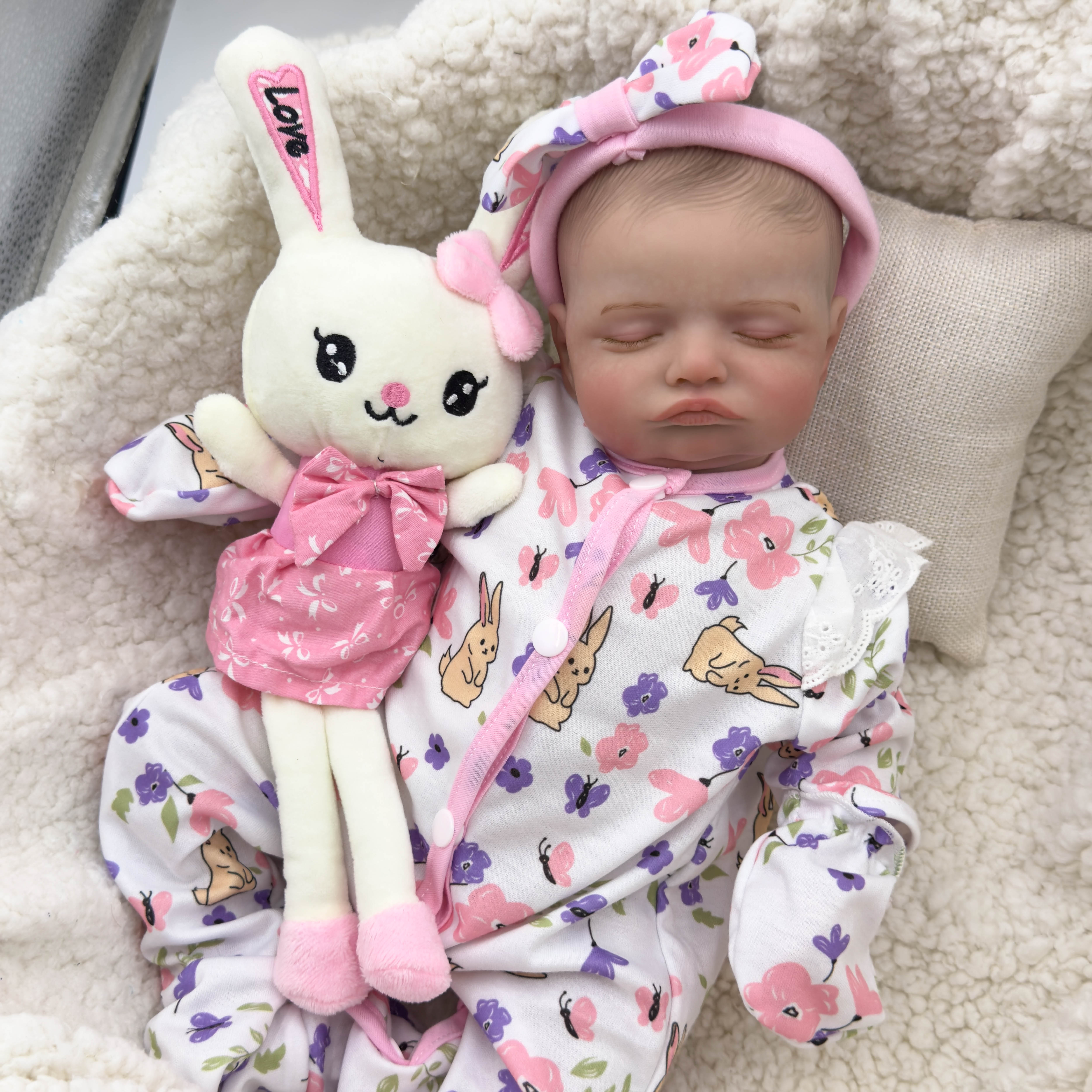 Reborn Baby Dolls 48CM Rosalie Already Painted Newborn Baby Doll Newborn Baby Reborn Doll Hand Paint with Genesis High Quality 3D skin Tone