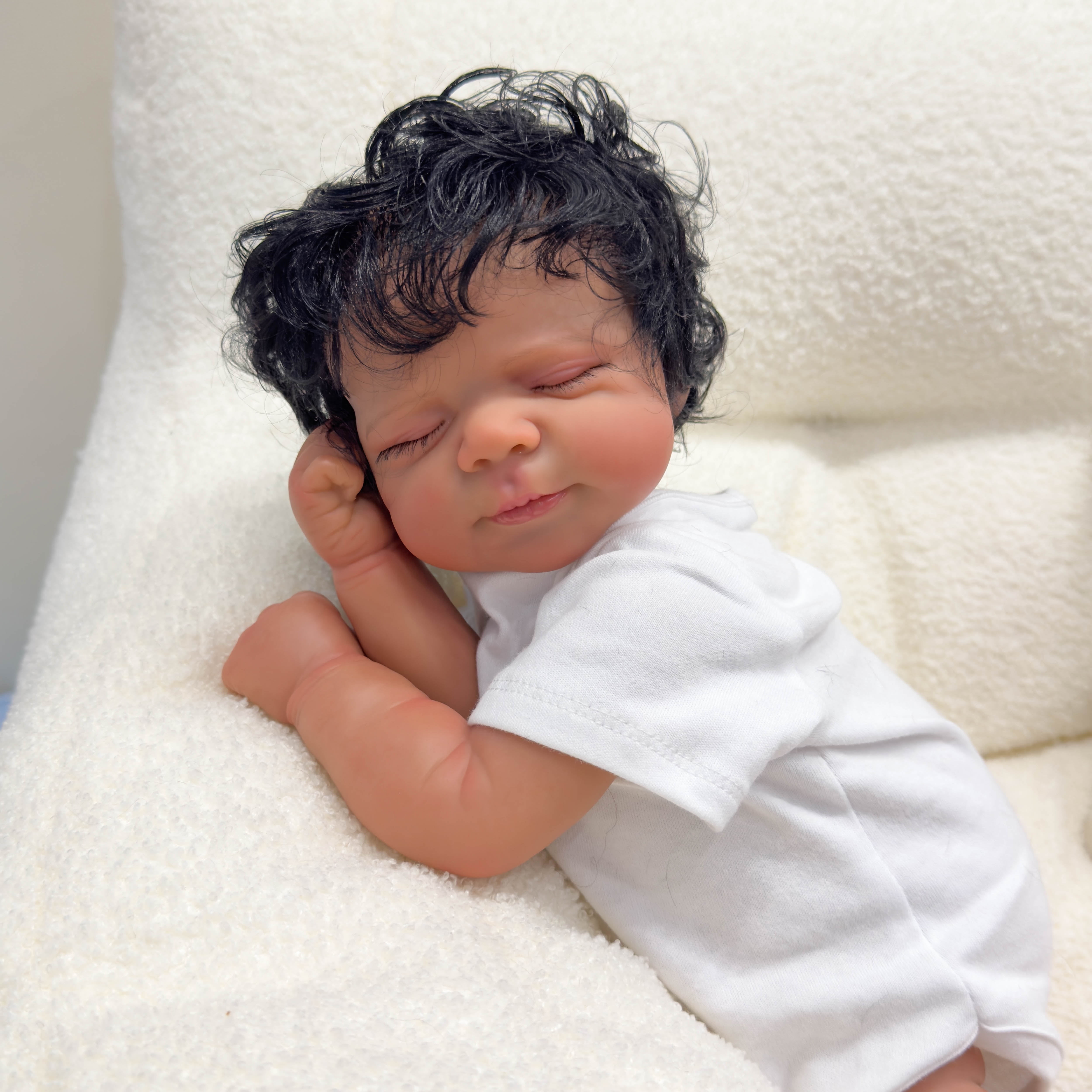 Reborn Baby Dolls Black - 18 inch Lifelike Cloth Body Realistic-Newborn Baby Dolls Sleeping Caramel Skin Tone Real Life and Toy Accessories Gift for Kids Age 3
