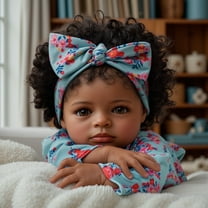RSG 20 Inch Lifelike Reborn Baby Dolls Black Girl，Soft Body Newborn Handmade Real Life Baby Dolls with Clothes and Toy Gift for Kids Age 3 