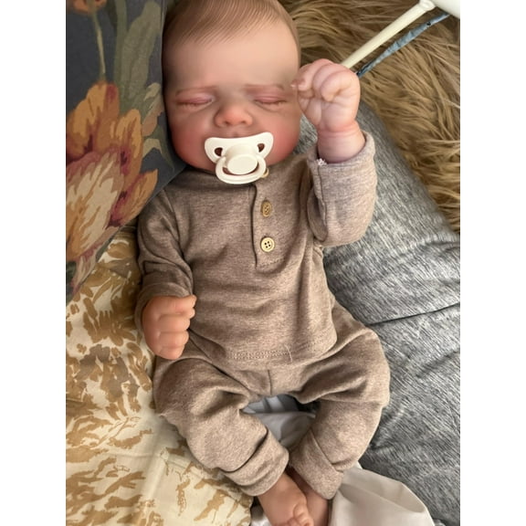 Reborn Baby Dolls Boy, 18 inch Lifelike Newborn Real Life Poseable Realistic Vinyl Full Body Baby Dolls with Clothes and Toy Gift for Kids Age 3+